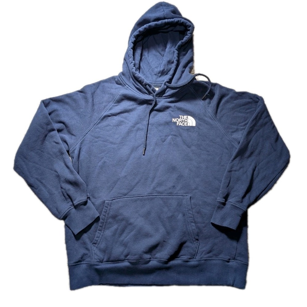 North Face Hoodie Womens Medium Navy Black White Spell Out Logo